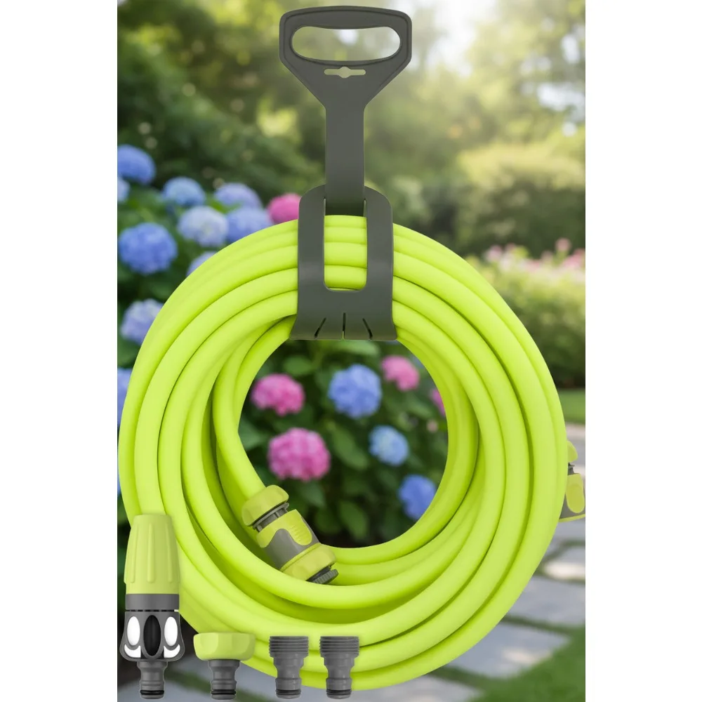

50ft Flexible Garden Hose Kit with Quick Connect Nozzle | Lightweight Kink-Free Watering Tool for Home Gardening