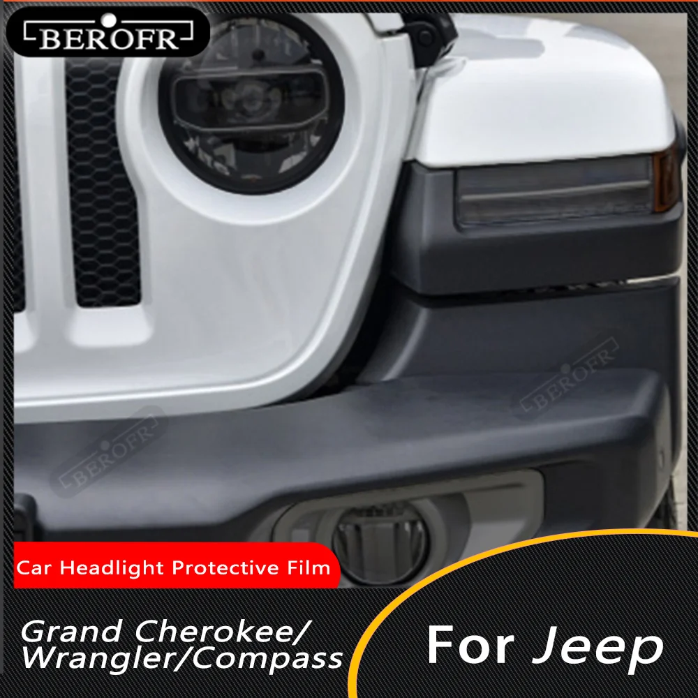 Car Headlight Protective Film Front Light Smoked Black Self Healing TPU Sticker For Jeep Grand Cherokee Wrangler Compass 2014 22