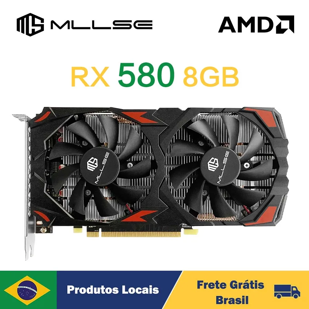 MLLSE Graphics Card AMD RX 580 8GB Placa De Video Gaming GDDR5 256Bit 6Pin PCI-E 3.0 ×16 Radeon GPU Computer Game Placa De Video