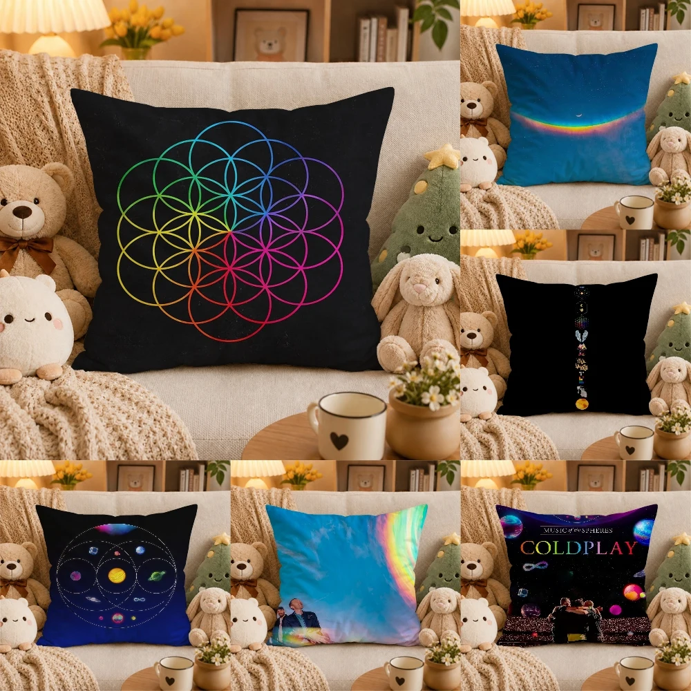 C-Coldplay Rock Band Pillow Case Plush Pillow Cases Home Decoration Pillow Cover for Sofa Bed Chair Living Room