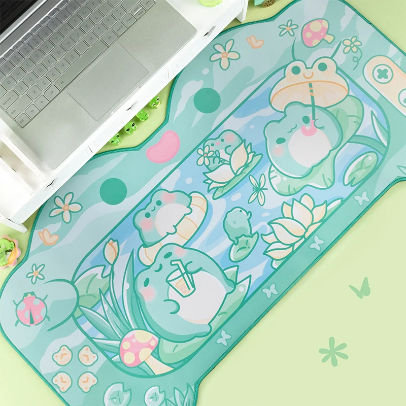 Kawaii Frog Cartoon Gaming Mouse Pad Extra Large Office Computer Mouse Pad Desk Mat Water Proof Nonslip Laptop Desk Accessories