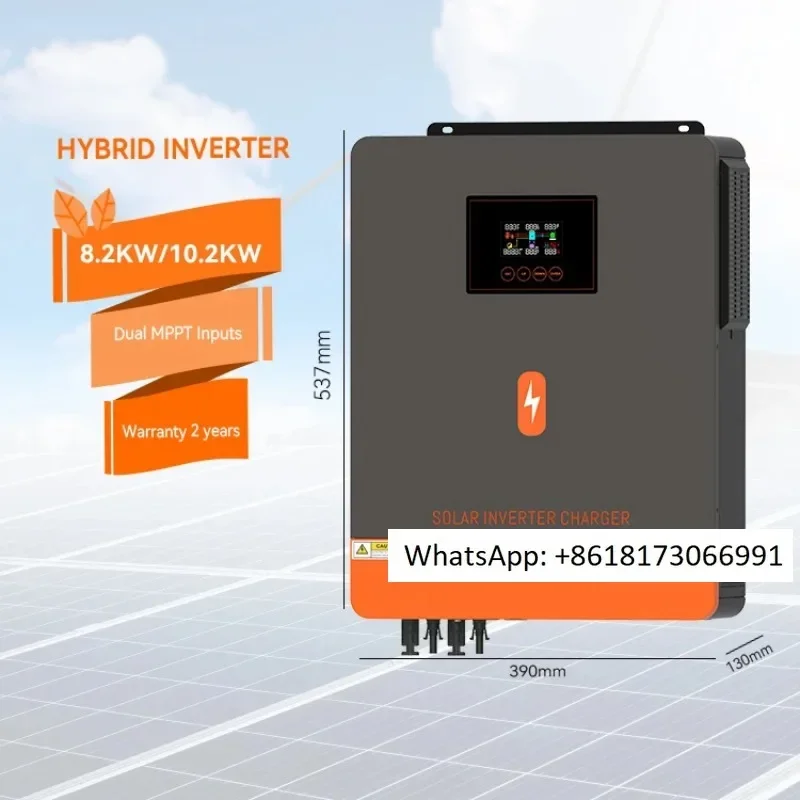 PowMr 8.2KW 10.2KW 48V DC 220/230V AC Pure Sine Wave Solar Inverter Double MPPT On/Off Grid Solar Hybrid Inverter