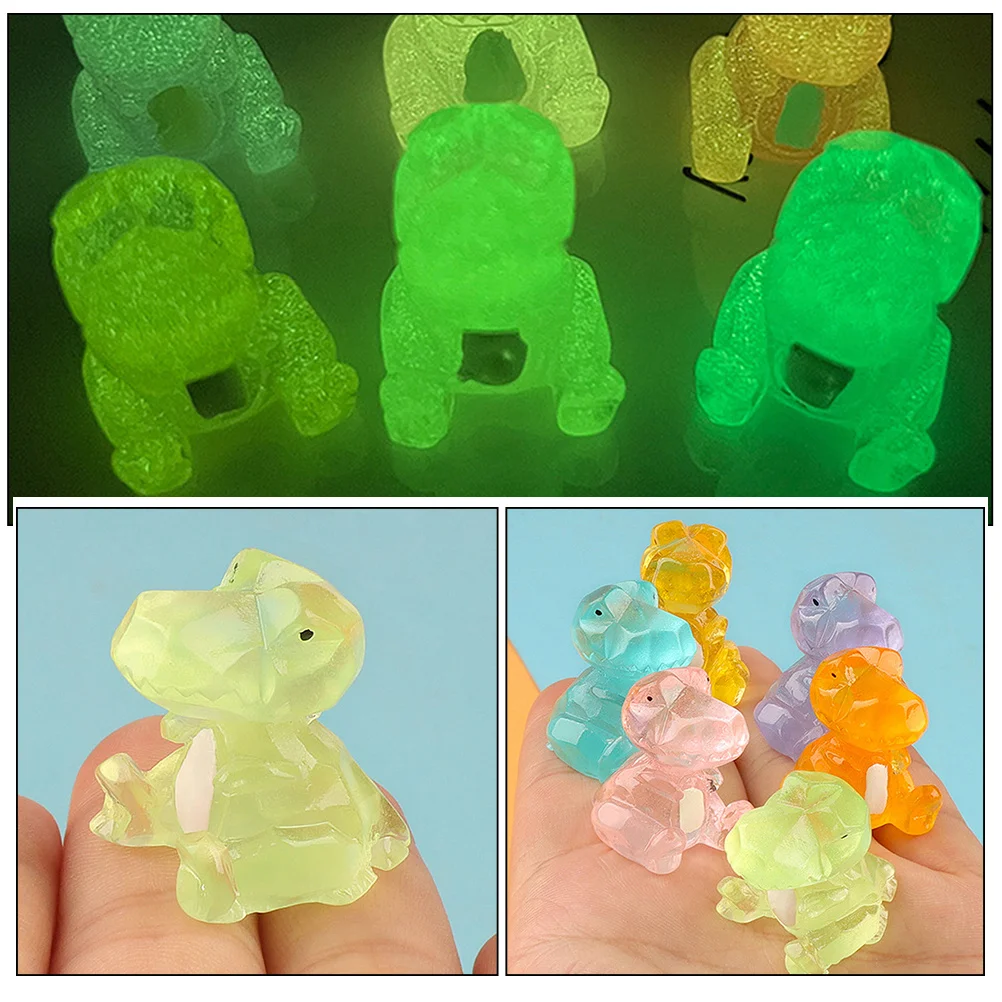 

12Pcs Luminous Mini Dinosaur Resin Decorations Glow in Dark Tiny Dinosaur Statues Garden Home Decor Scene Decors