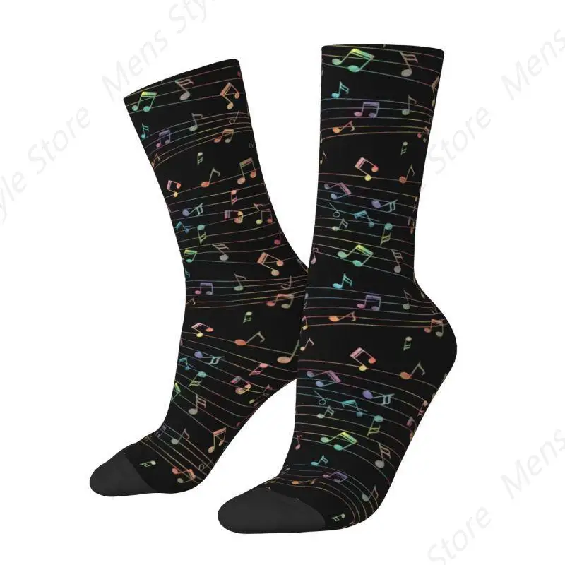 Colorful Music Notes Dress Socks Men's Women's Warm Fashion Crew Socks