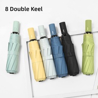 8-ribs Double Keel Fully Automatic Umbrella Sun Protection UV Protection Storm Resistance Umbrella,1PC