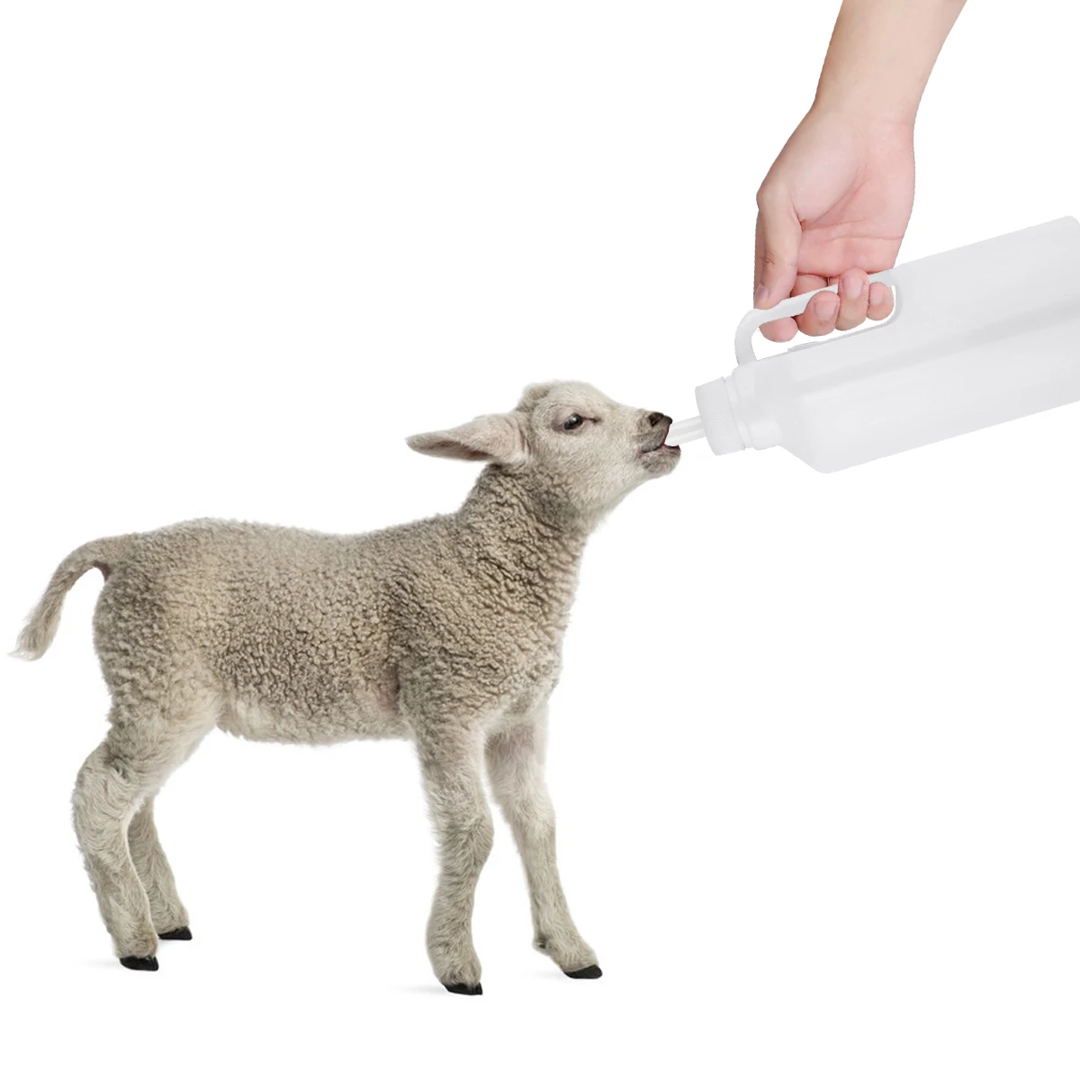 

1 Set 850Ml Lamb Feeder Silicone Nipple Durable High Temperature Resistant Large Capacity Animal Feeding Supplies For Goat Pig