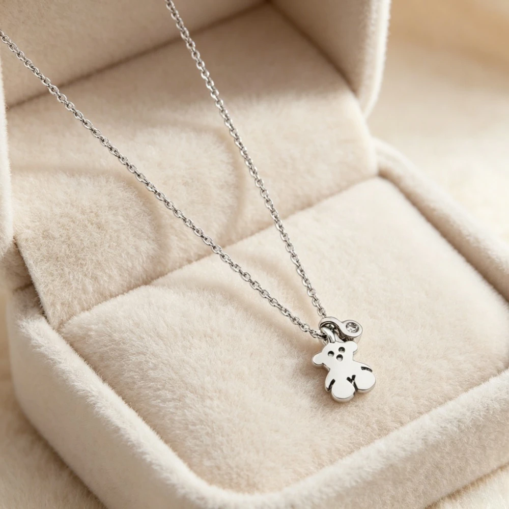 Nuevo Producto 2026, Collar de Plata Pura S925 con Diseño de Oso, Accesorio de Moda para Mujer, Regalo Original de Fábrica, 611812000