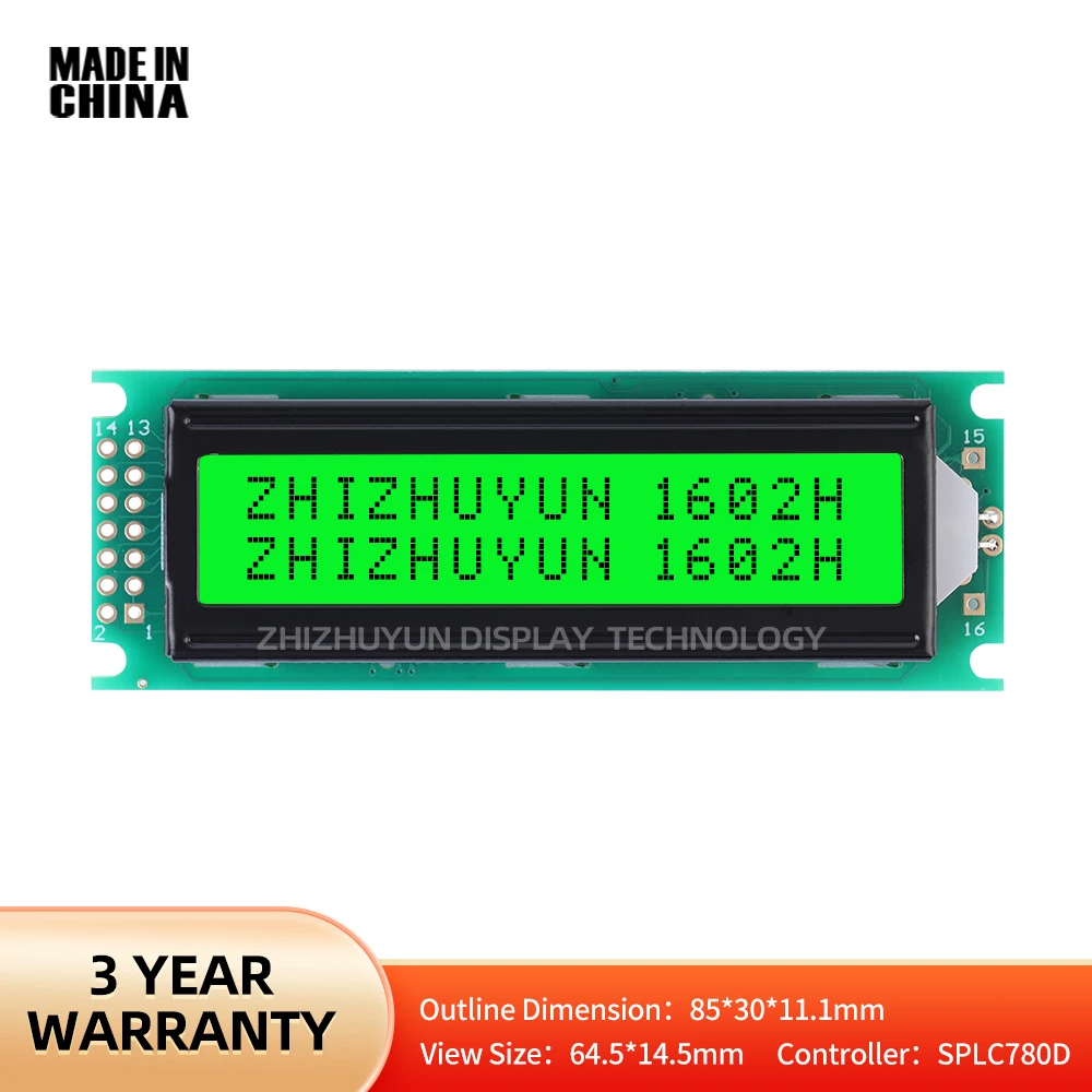 Welcome To Factory Audit LCM 1602A Emerald Green Light, Gray Film, Black Characters ST7066U LCD16X2H LCD Screen Module