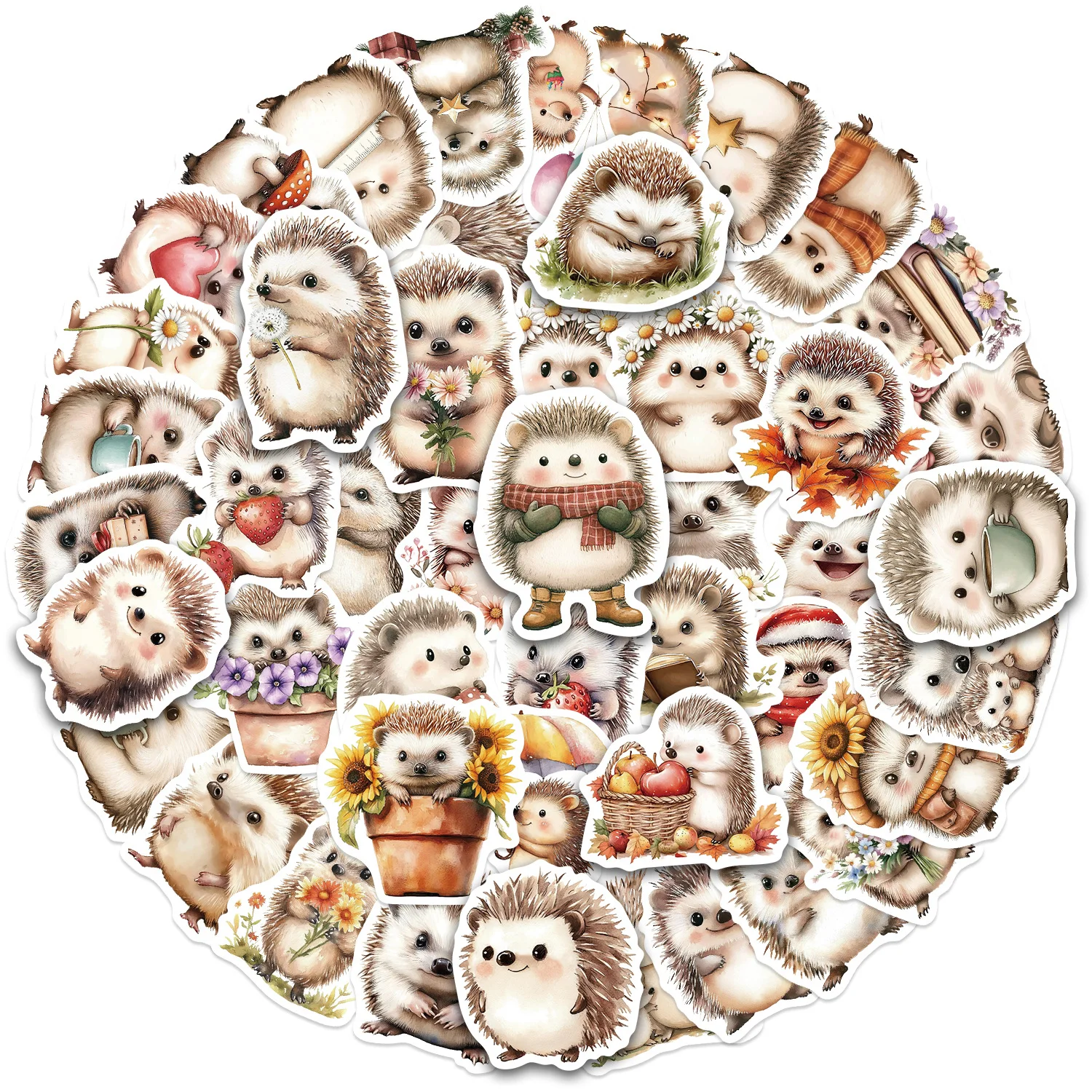 

50PCS Kawaii Hedgehog Stickers Decals For Phone Laptop Suitcase Notebook Skateboard Waterproof Stickers