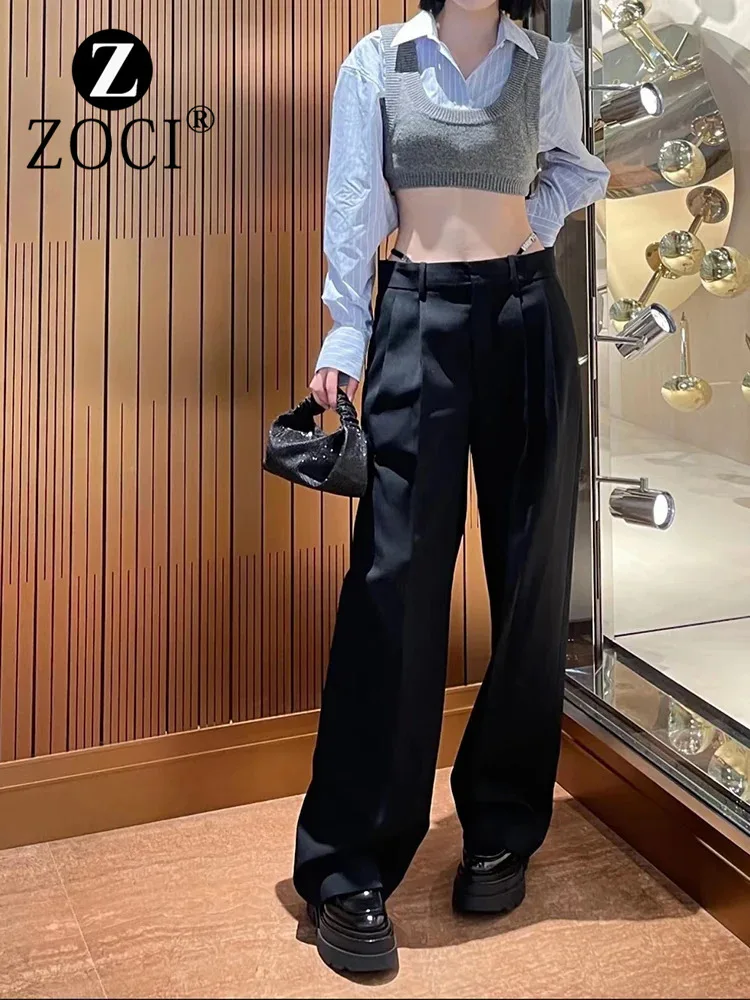 [zoci] Autumn Wang New Rhinestone A-line Bikini Two-piece High Waisted Wide Women Straight Leg Slimming Suit Pants