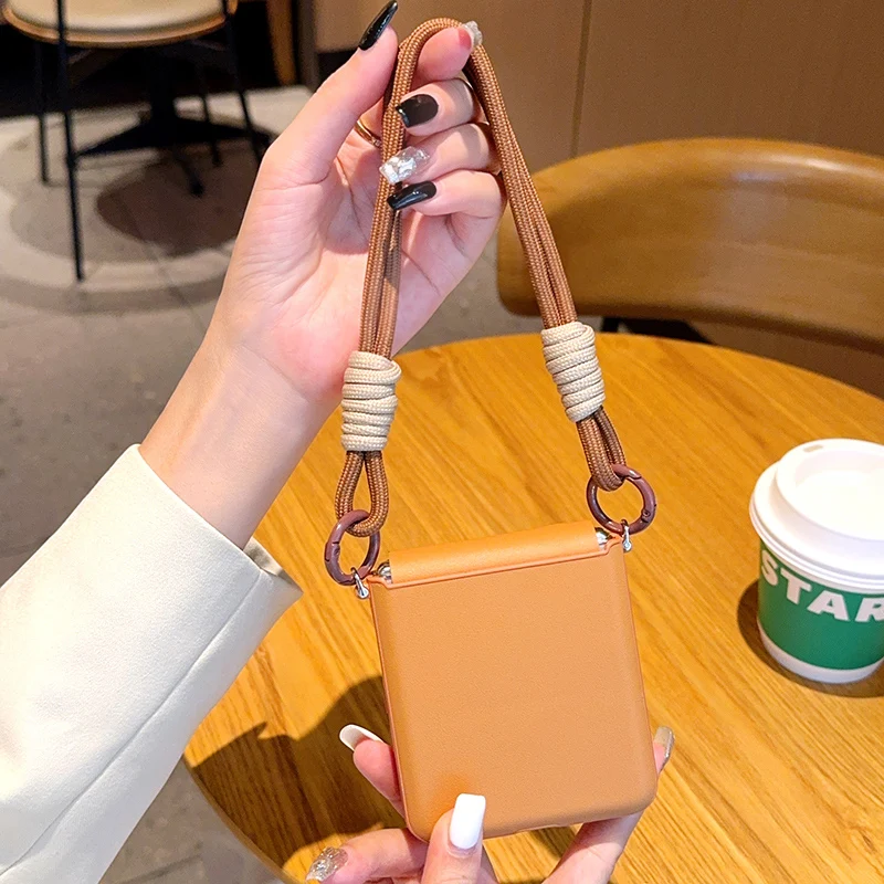 For Motorola Razr 50 Razr 50 Ultra Simple and stylish phone case in solid color with lanyard and PC hard shell veneer