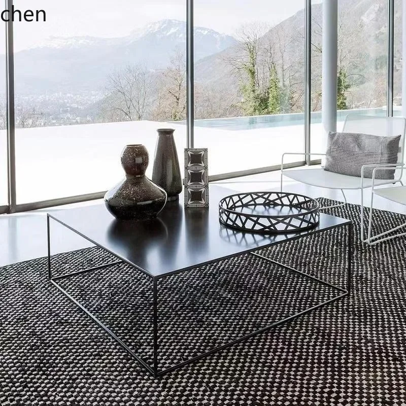 Internet Celebrity Coffee Table Iron Art Low Table Sofa Simple Square Small Coffee Table Living Room Modern Internet Celebrity