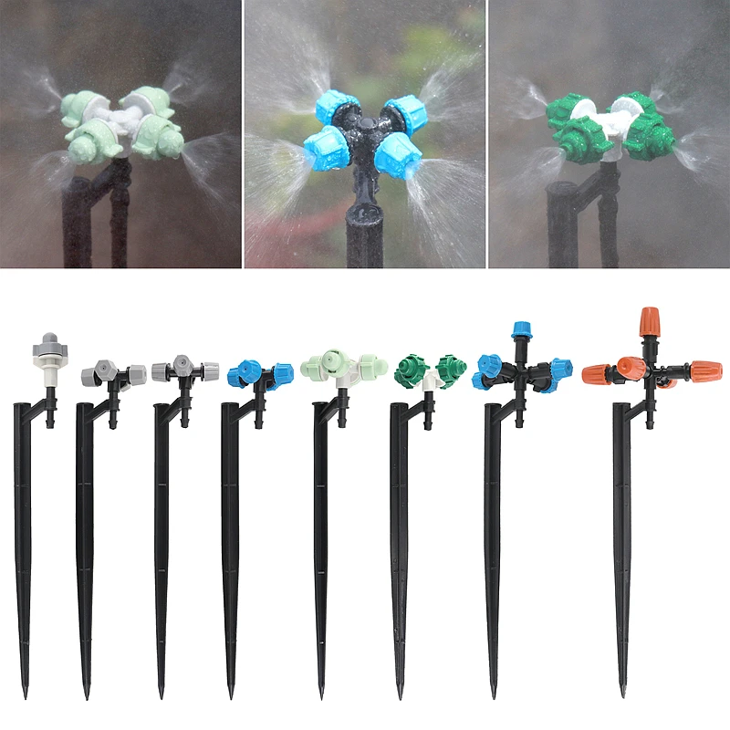 5 Pcs Garden Watering Atomizing Sprinkler Nozzle Greenhouse Lawn Irrigation With Support Adjustable Ground Insertion Dripper