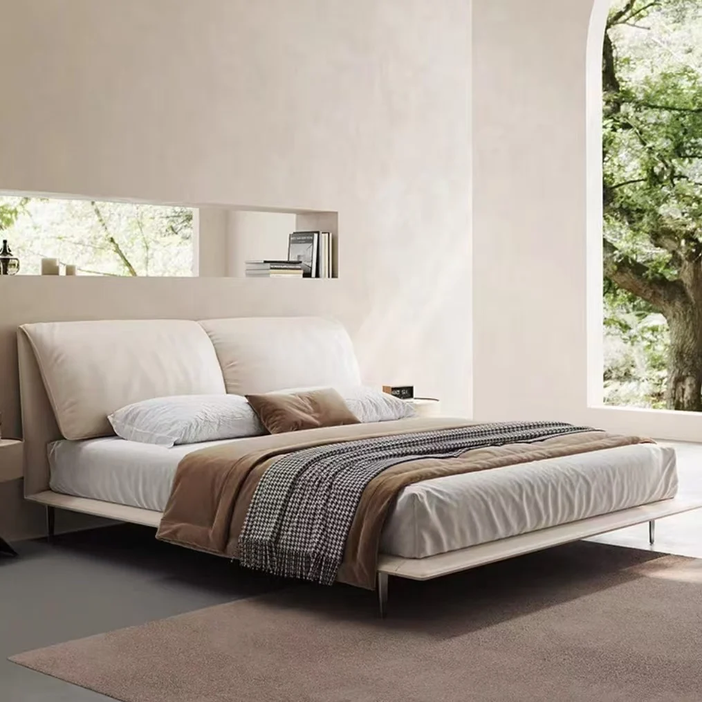 ua-Modern Double Bed Designs Italian Elephant Ear Soft King Size Bedroom Hotel Home Furniture Queen Bed Frame#