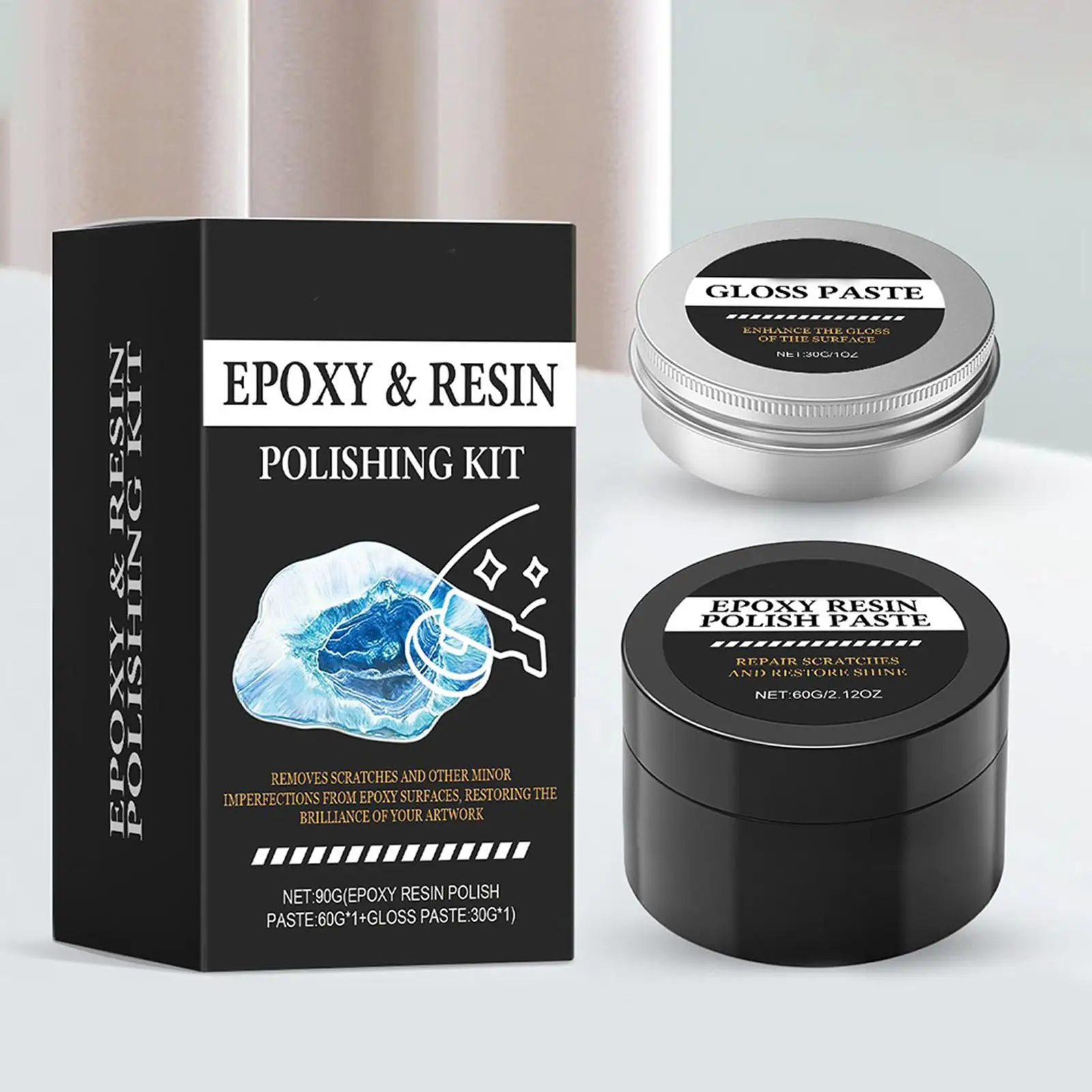 Epoxy Resin Polishing Kit - Creamy Scratch Removal Compound to Restore Shine - Easy Buffing for Resin Art, Table Decor ﻿