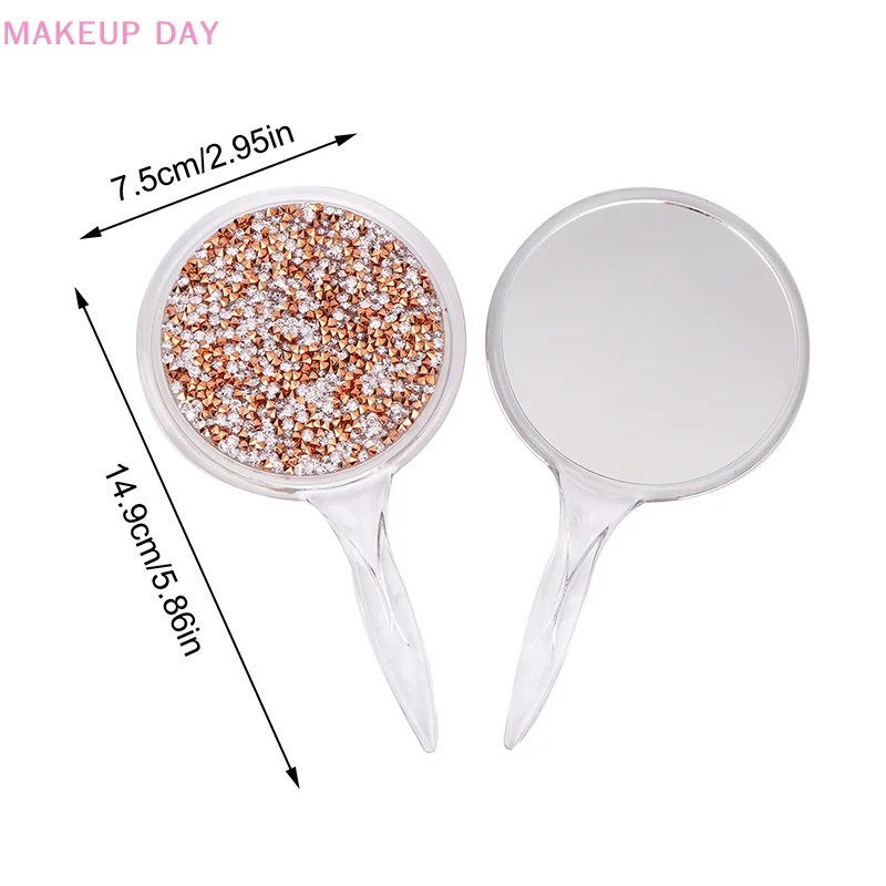 Handheld Mirror Transparent Plastic Handle Round Mirror For Eyelash Extension Beauty Tools