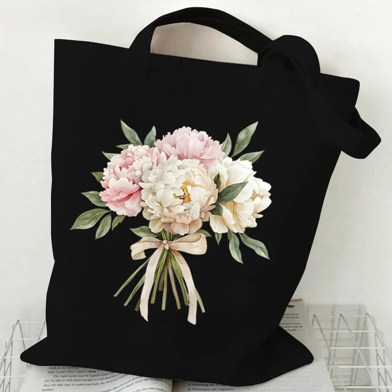 Woman\'s Shoulder Bag Wildflowers Vintage Tote Bags Canvas Shoulder Bags for Travel Daily Commute Women\'s Reusable Shopping Bag