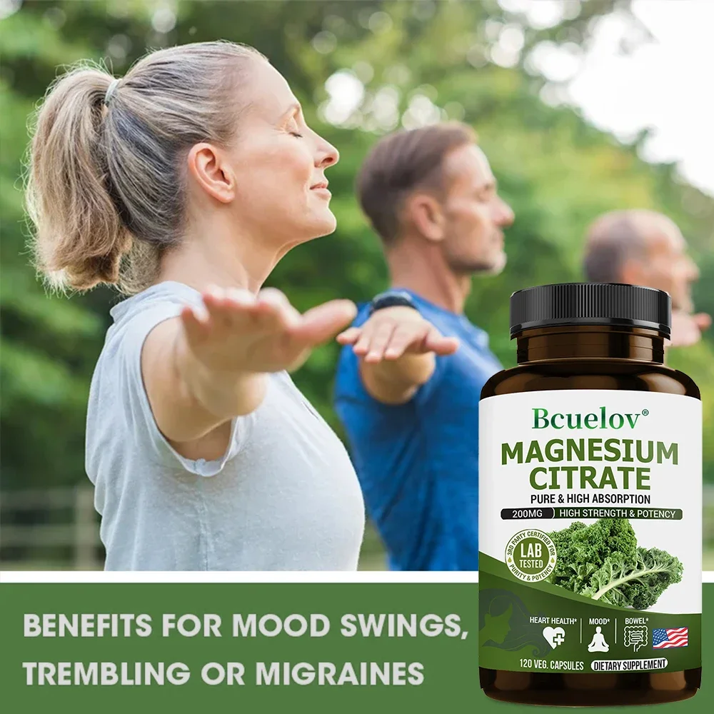 Magnesium Citrate 200 Mg - Heart, Bone, Mood, Sleep Supplement, Gut Support