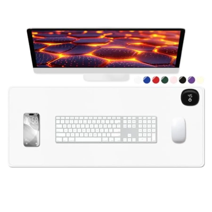 

Heated Desk Pad,"" Leather Non-Slip Warm Desk Pad, Large Mouse Mat with 3 Levels Heating and 3 Hours Auto Shut-Off, Hand and Fe