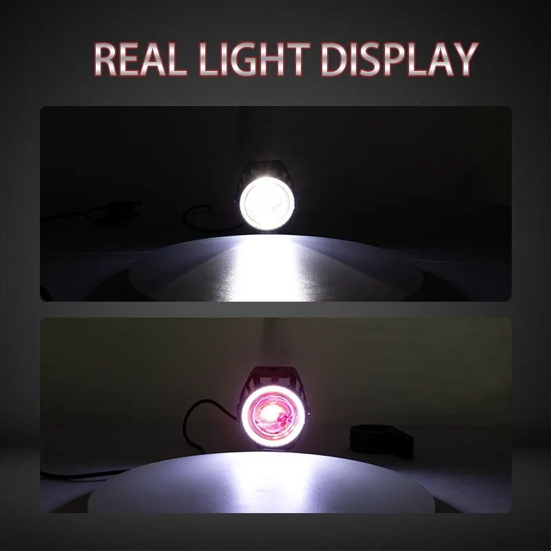 U7 Mini LED Motorcycle Lights White Color 6000K Spot Fog Lamp IP67 Halo Angle Eyes Luces Para Motos Fog Light for Bike Moto