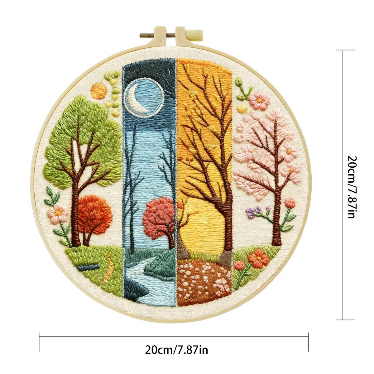 1 Stück 20X20CM/15X15CM 7,87/6,3 Zoll Vier Jahreszeiten Stickerei Starter-Kit DIY-Kit Stickerei-Set für Anfänger – Detail 1