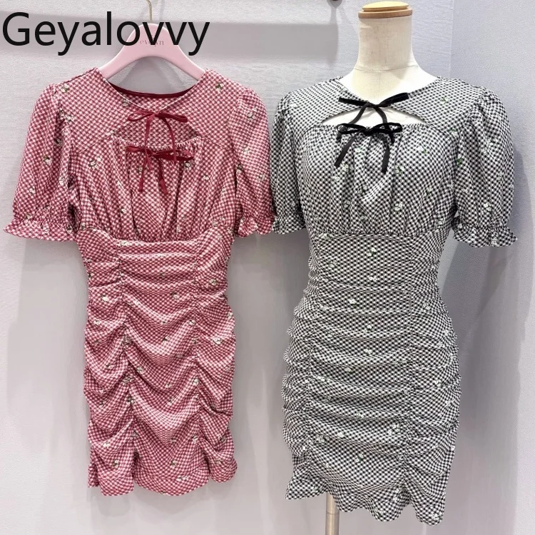 

Женские повседневные платья, летнее милое многослойное платье в японском стиле с цветочным принтом, новое элегантное платье с коротким рукавом для женщин