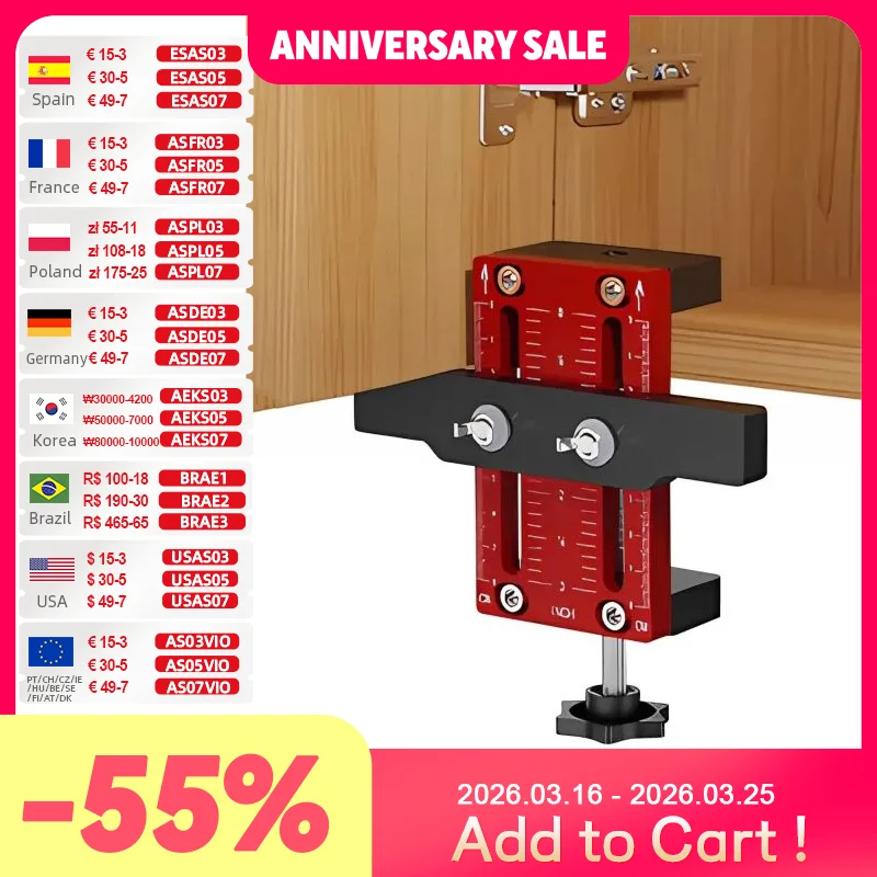 

Cabinet Door Mounting Jig Aluminum Alloy Installation Positioner Cabinet Hardware Jig For Framed Frameless Cabinets 10-60mm