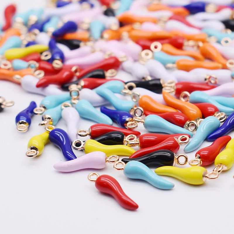 10pcs Mixed Metal Enamel Drop Oil Red Pepper Charms Pendants For Jewelry Making Findings DIY Necklace Bracelet Accessaries