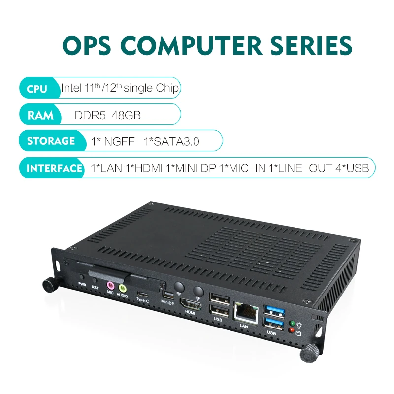 12th/13th Core i3 i5 i7 Interactive Touch Screen  OPS Computer 4K I7-1260P 48G RAM 256GB SSD Embedded OPS Mini PC DDR5