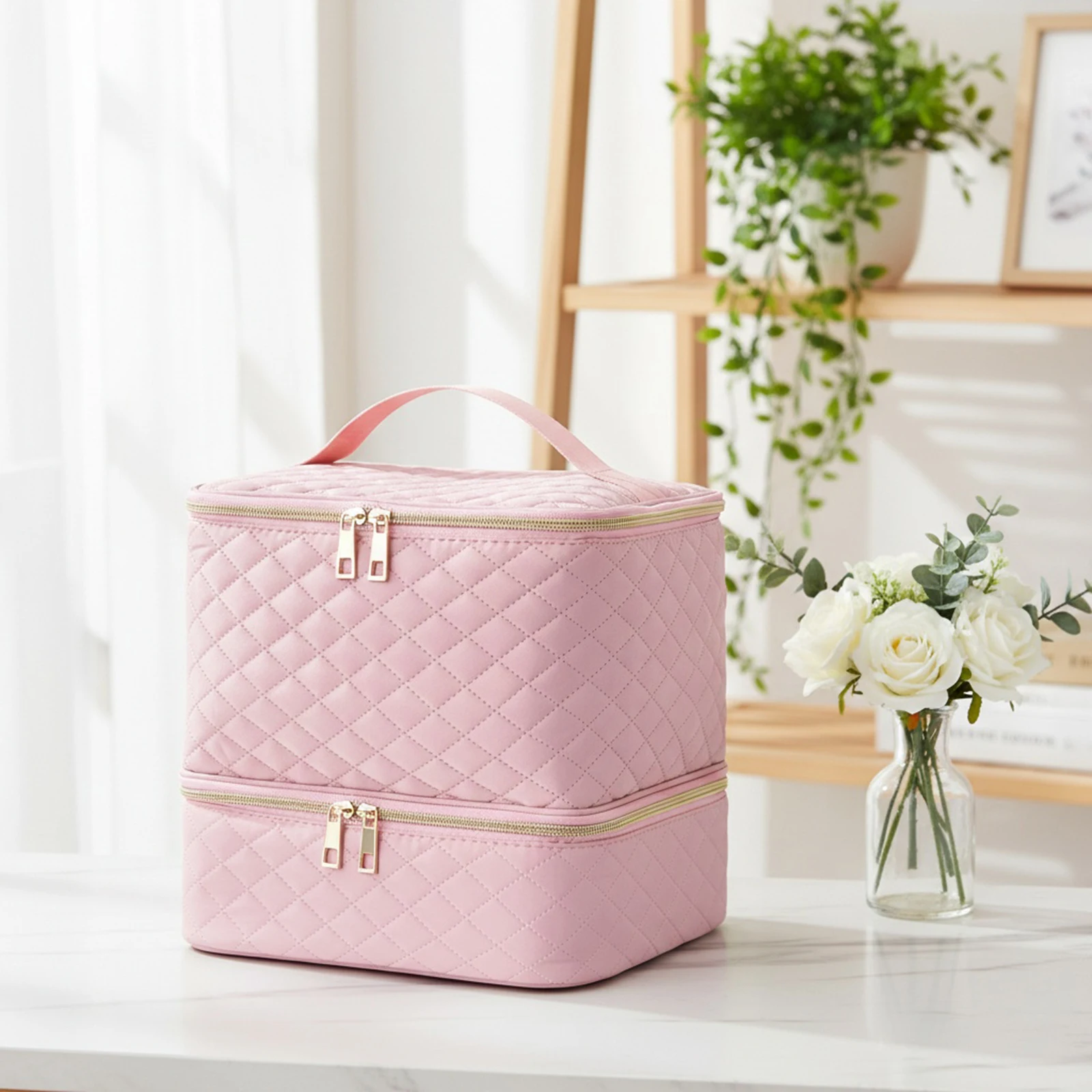 

Сумка-органайзер для лаков для ногтей, двухслойная, с ручками, для гель-лаков, для девочек и женщин, для путешествий, для маникюрных принадлежностей