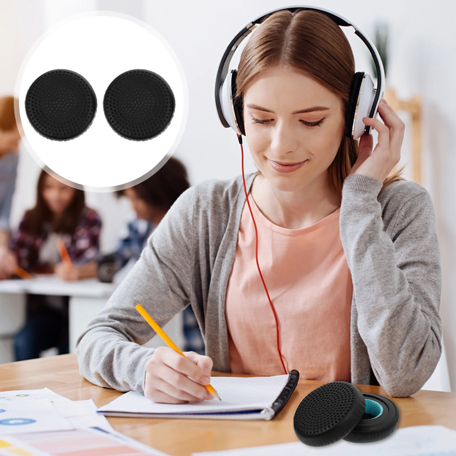 

1Pair Headset Ear Pads Skin Friendly Breathable Absorbable Durable Flexible Noise Blocking Pure Sound Premium Ear Pad