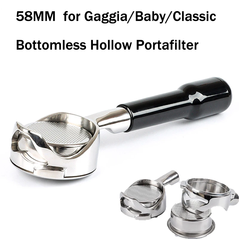 For Gaggia/Baby/Classic Coffee Machine Modified Handle Filter 58MM Bottomless Hollow Portafilter Stainless Steel Coffee Filter