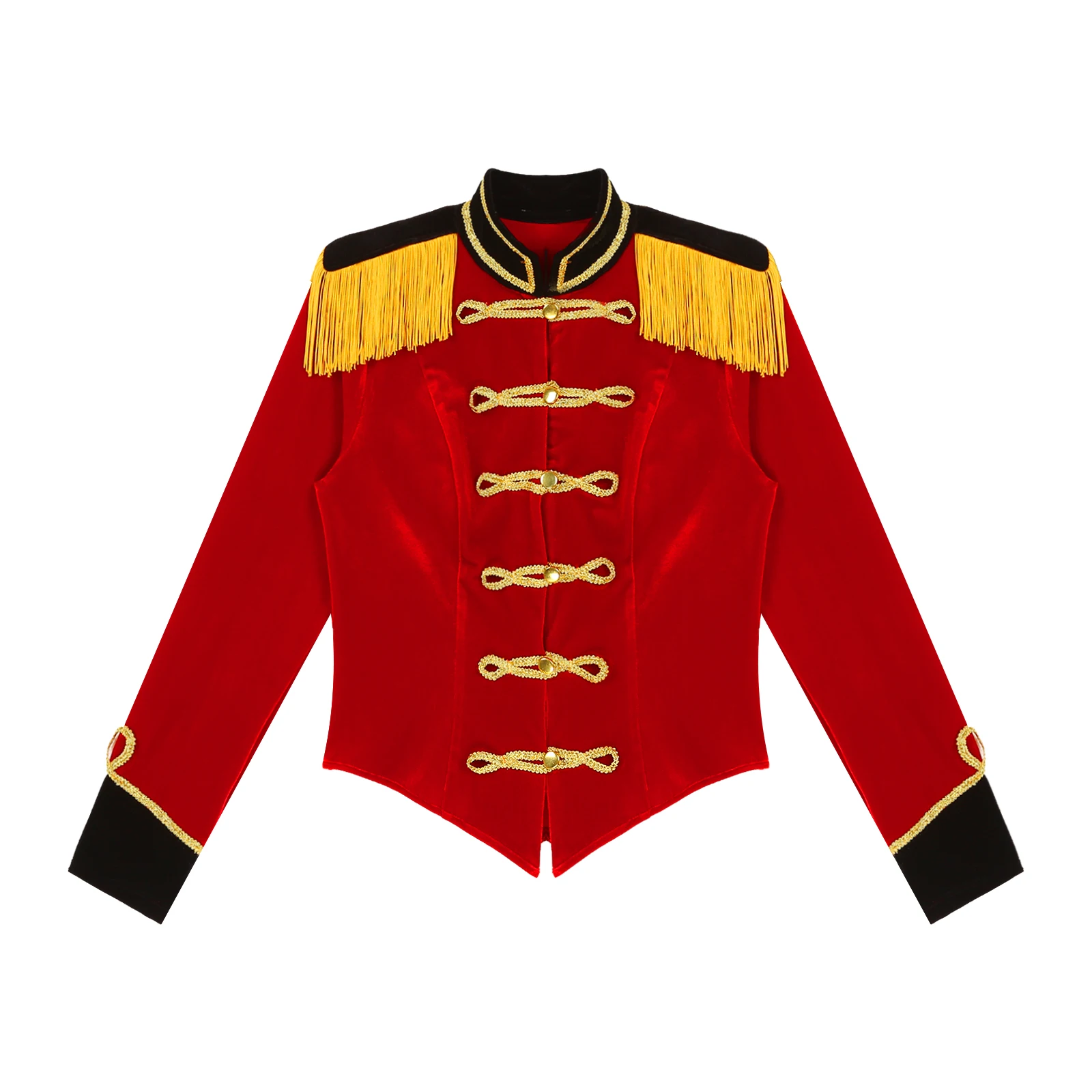Women Halloween Circus Ringmaster Magician Cosplay Jacket Long Sleeve Stand Collar Velvet Coat Carnival Theme Party Costume