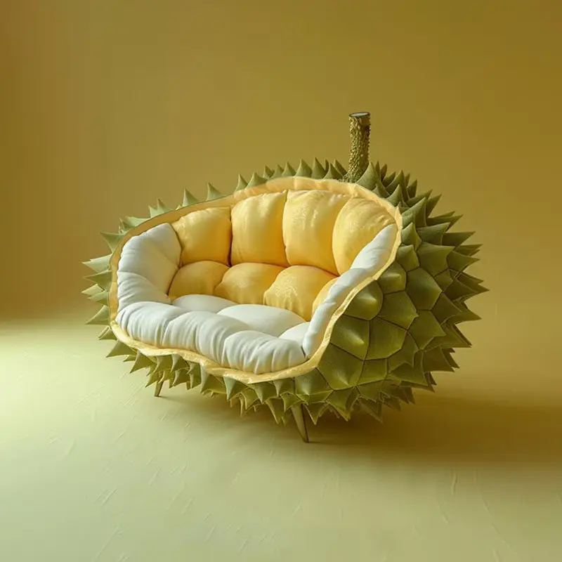 Modern Creative Cream Durian Sofa Concept Designer Works Color Inspiration Design Art Fruit Sofa