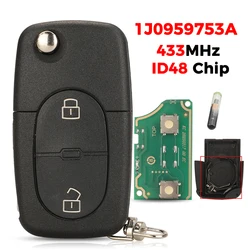 jingyuqin For VW Volkswagen Golf 4 Passat MK4 Seat Skoda Flip Remote Smart Key 433Mhz ID48 Chip HU66 Blade Fob 1J0959753A