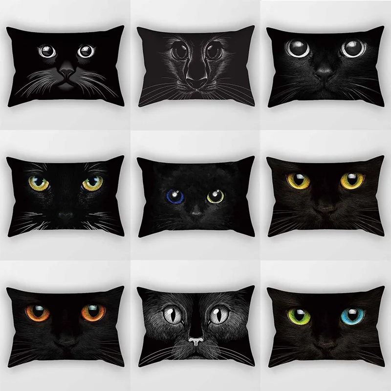 

Beauty Different Colors Cats Eyes Pillow Cases Short Plush High Quality Rectangle Thick Pillow Case Covers Size 50cm By 30cm