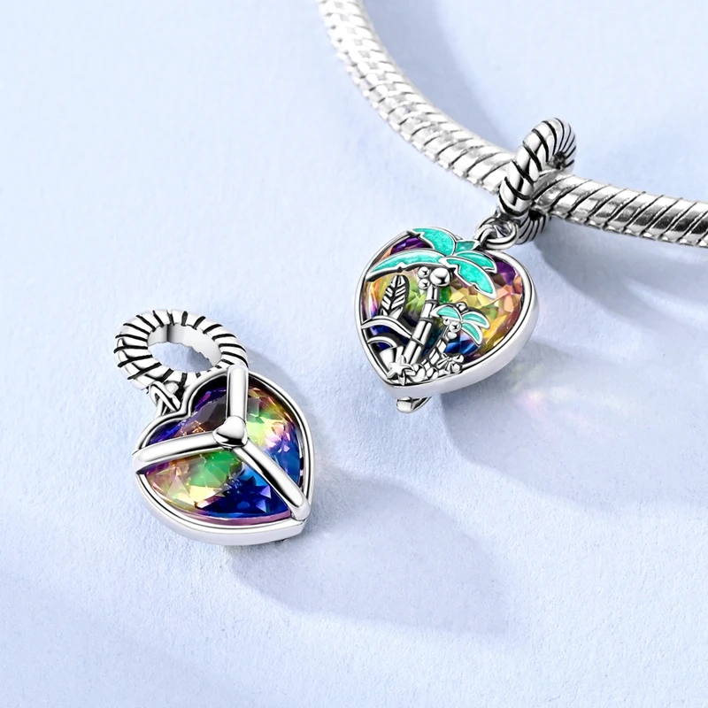 

925 Sterling Silver Sunset Coastline Charms Pendant For Women Fit Original Bracelet DIY Birthday Party Jewelry Gifts