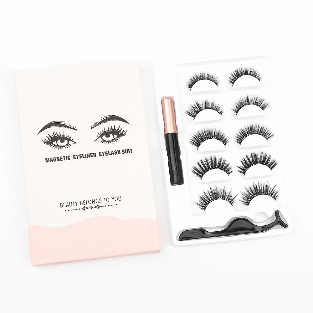 Kit de cils magnétiques multi-styles, 5 paires, avec eye-liner liquide magnétique, pour les trajets quotidiens, les rendez-vous et les séances photo