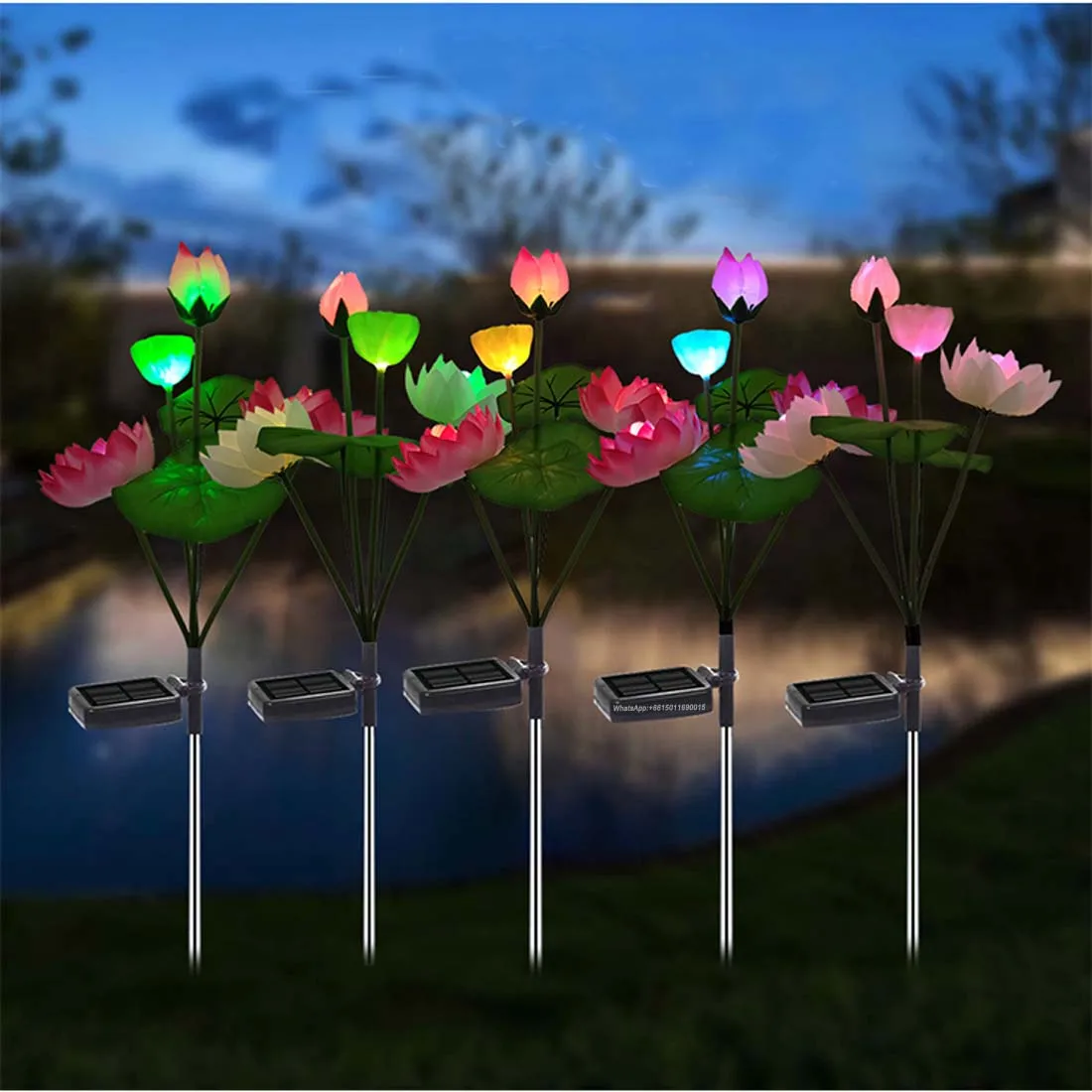 Solar Atmosphere Decorative Light LED Lotus Outdoor Waterproof Garden Garden Villa Area Inserted Lawn Landscape Light