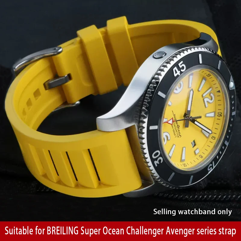 

20mm 22mm Quick Release Soft Fluororubber Watchband For Breitling Avenger Super Ocean Silicone Watch Strap Watch Accessories