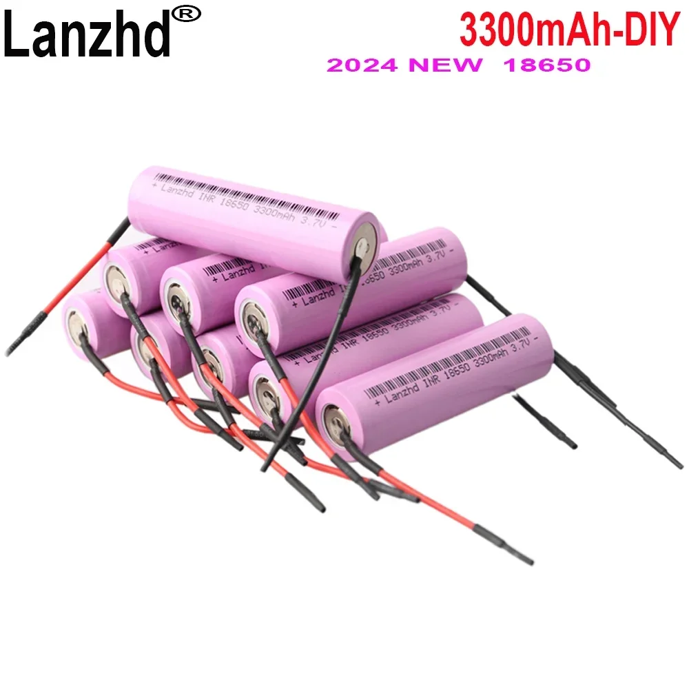 

24pcs 2024 NEW welding battery DIY Nickel 18650 3.7v batteries lithium Li ion 3300mAh For Battery pack 12V 24V