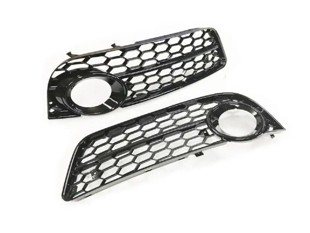 

Черная сотовая решетка передней противотуманной фары с открытым вентиляционным отверстием (черное/хромированное кольцо) для Audi A5 S5 8T, бесплатная доставка