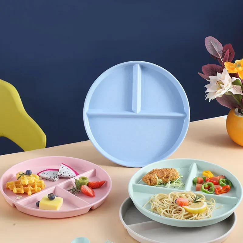 1pc Children's Dinner Plate Divided Table Plate Dinner Plate Separated Three-compartment Household Adult Anti-fall Plastic