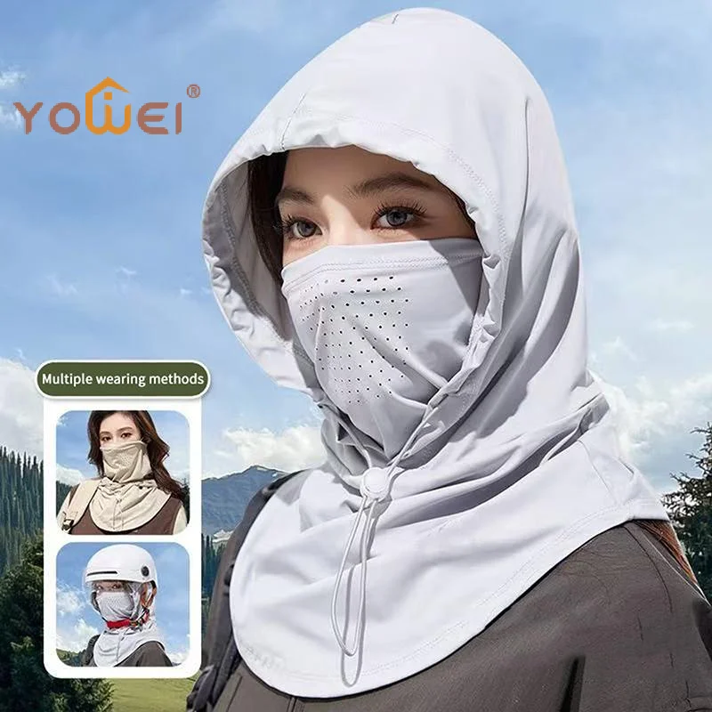 Latest Fashion Anti-UV Ice Silk Sun Hat Adjustable Breathable Sunscreen Hat With Shawl Quick Drying Sunshade Cap Outdoor Sports