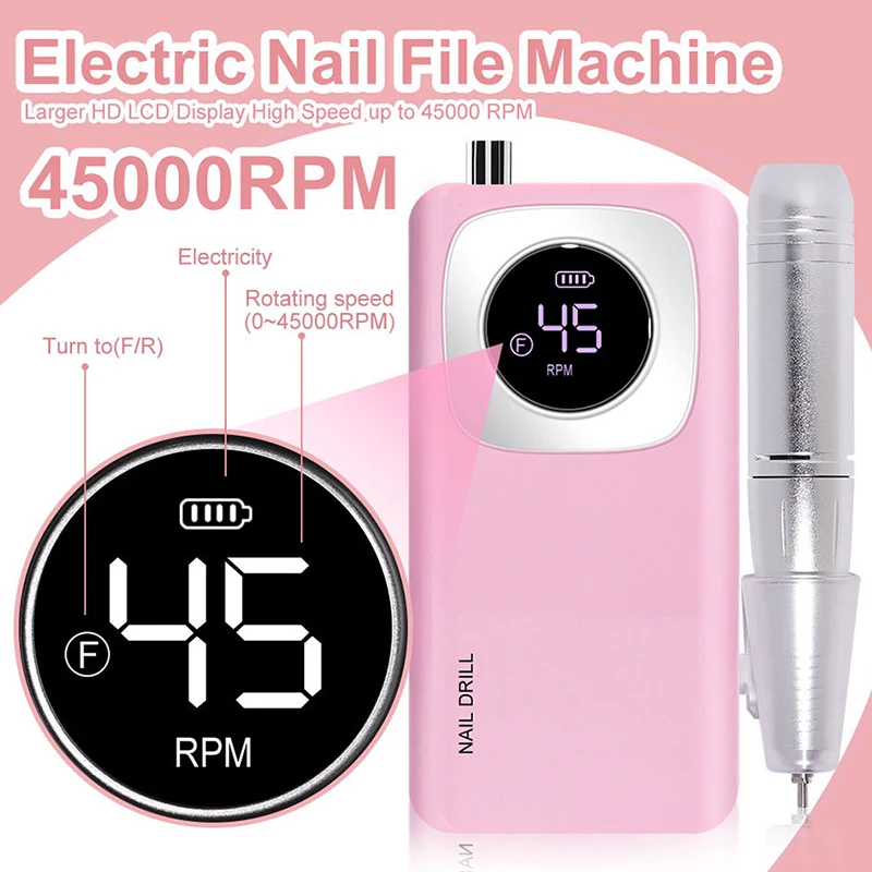 45000PRM Electric Nail Polishing Machine Equipped Six Types of Grinding Heads Portable Professional Nail Polishing Machine