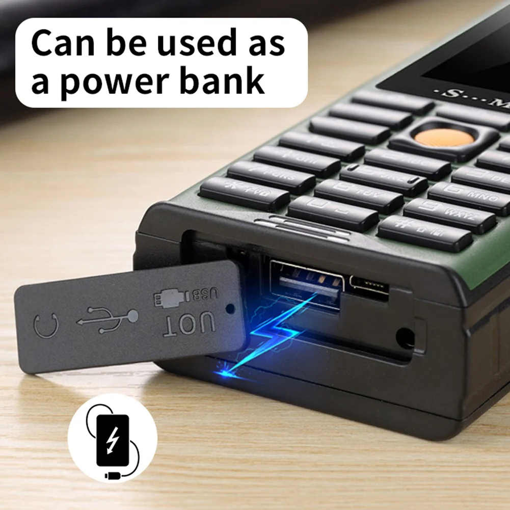 Robusto telefono cellulare esterno Antenna in standby lungo di grande potenza Buon segnale Quattro schede SIM Altoparlante scatola 3D Ebook -Verde