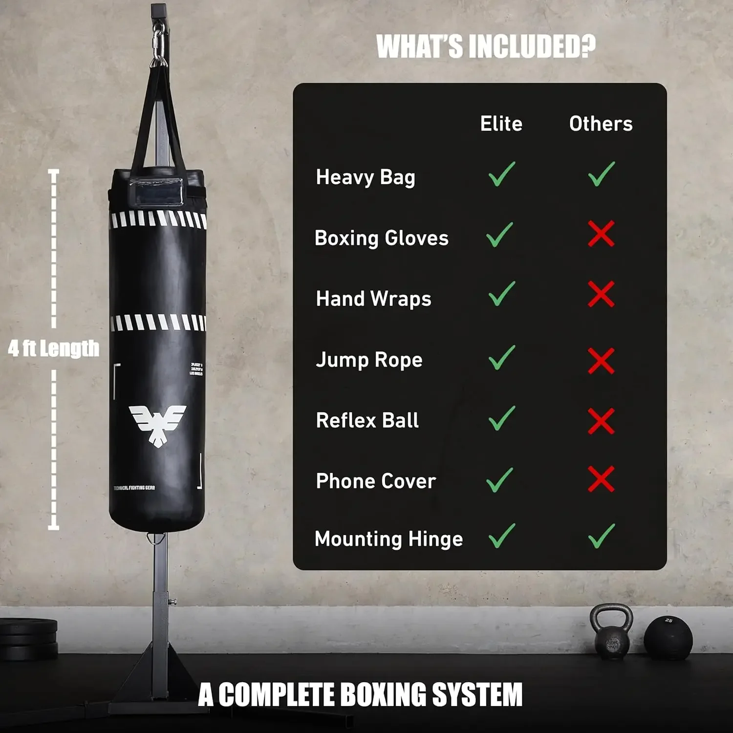 กีฬาผู้ใหญ่ Punching Bag ชุด 4ft Boxing Bag 12oz ถุงมือสําหรับชกมวย, MMA, คิกบ็อกซิ่ง, ยิมที่บ้าน, ศิลปะการต่อสู้ (Unfilled)