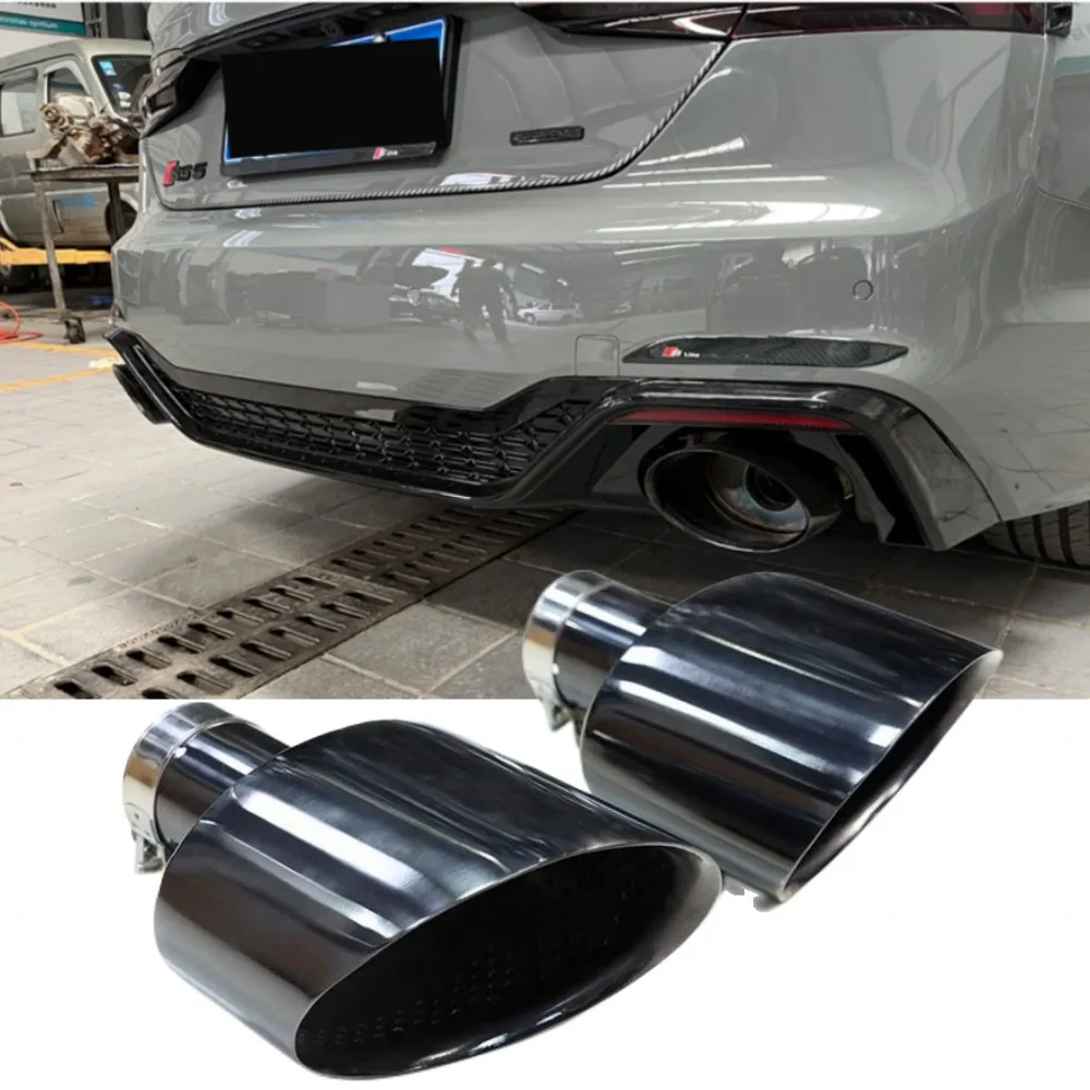 

Car Accessories Exhaust Pipe For Audi A3 A4 A5 A6 A7 Up RS3 RS4 RS5 RS6 304 Stainless Steel Black Car Muffler Tip Tailpipe