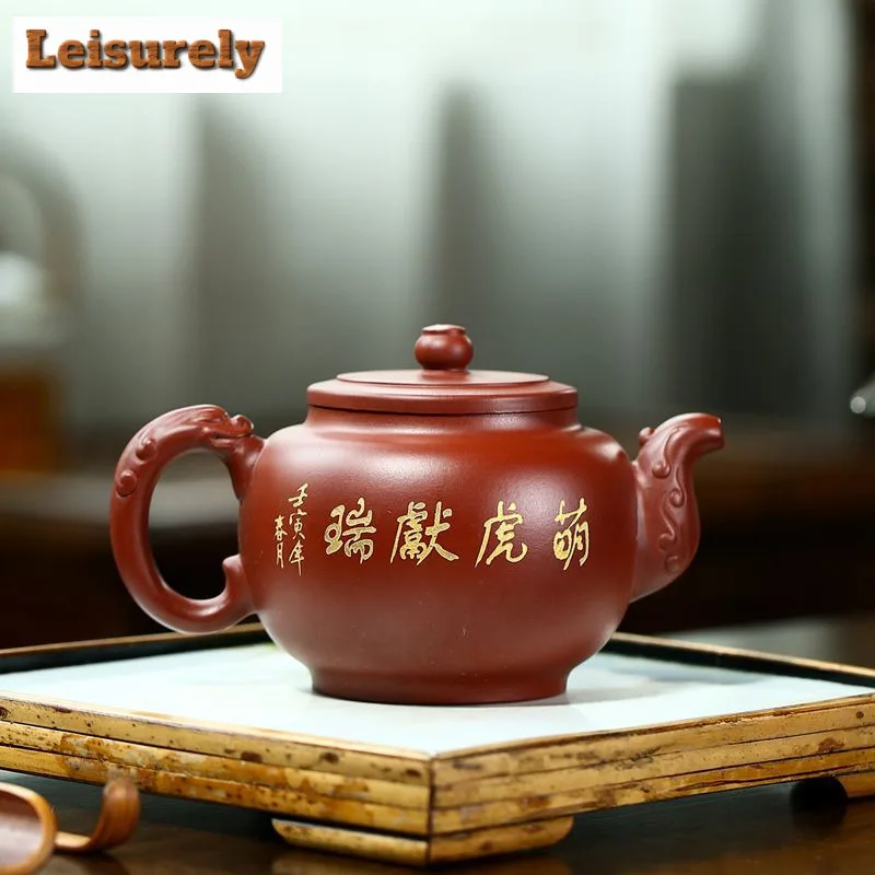 330ml Elegant Yixing Purple Clay Teapots Master Handmade Cute Tiger Pot Raw Ore Dahongpao Mud Tea Maker Kettle Zisha Teaset Gift