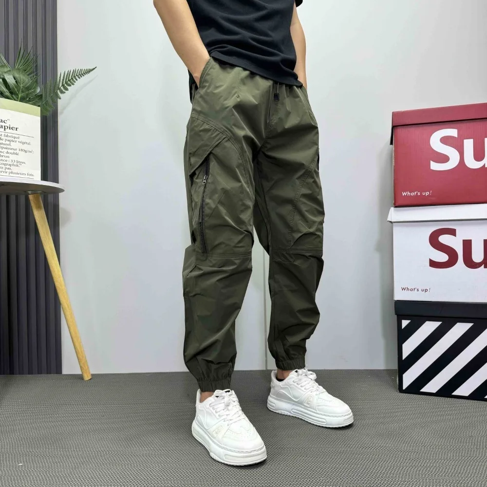 Invisible Open Crotch Outdoor Sex Summer Exotic Camping Overalls Men Loose Large Size Casual Trousers Multi-pocket Elastic Waist